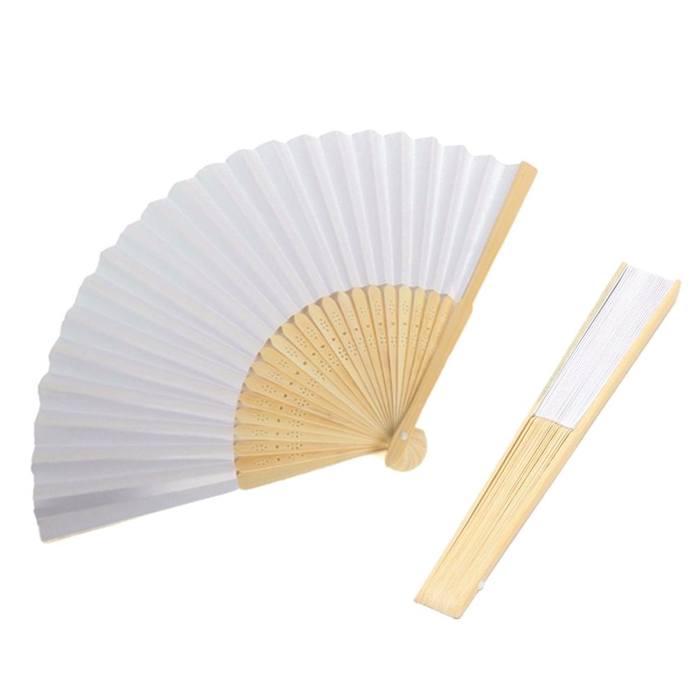 Blank White DIY Folding Fan Paper Bamboo Hand Practice Calligraphy Draw Party Ornaments Hand Practice Calligraphy Painting