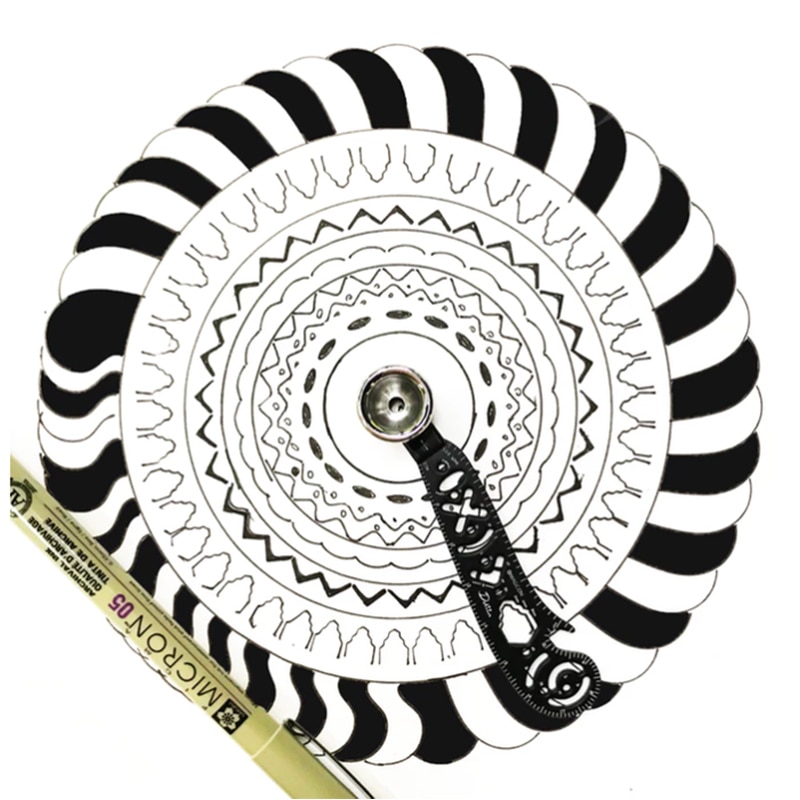 The Most Versatile Magcon Tool Drawing Curved Metallic Ruler Mini Compass Protractor Combo Patterns