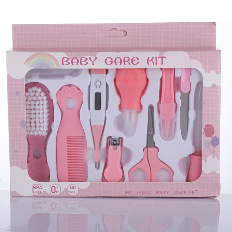 10 unids/set portátil de atención de la salud de uñas de bebé Trimmer Kit de salud bebé Kit de aseo clavo Clipper seguridad cuidado conjunto: Rosa