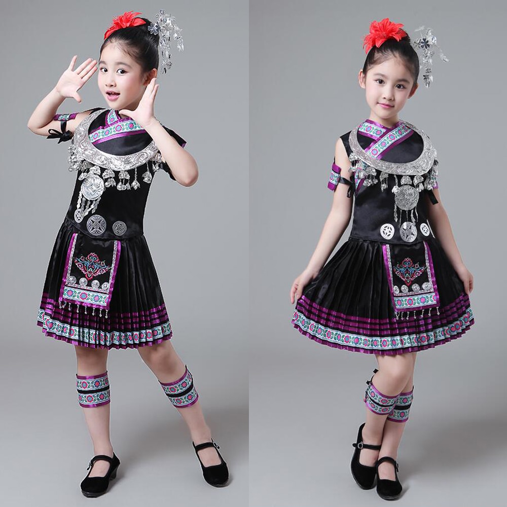 Vêtements d'été pour enfants Hmong, costumes de scène pour fille, bal danse, vêtements pour enfants Miao