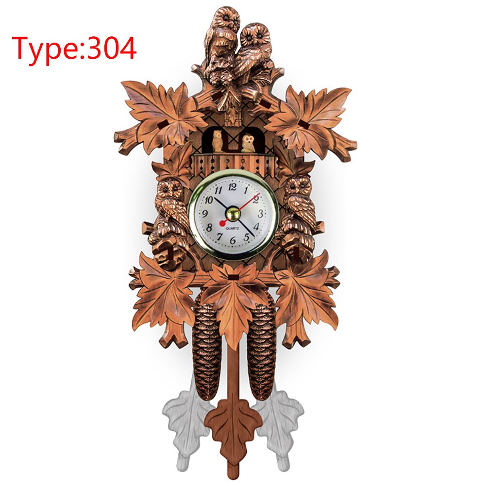 Bird Cuckoo Pendulum Home Wall Clock Decorative Living Room Hanging Vintage Wood: Gray