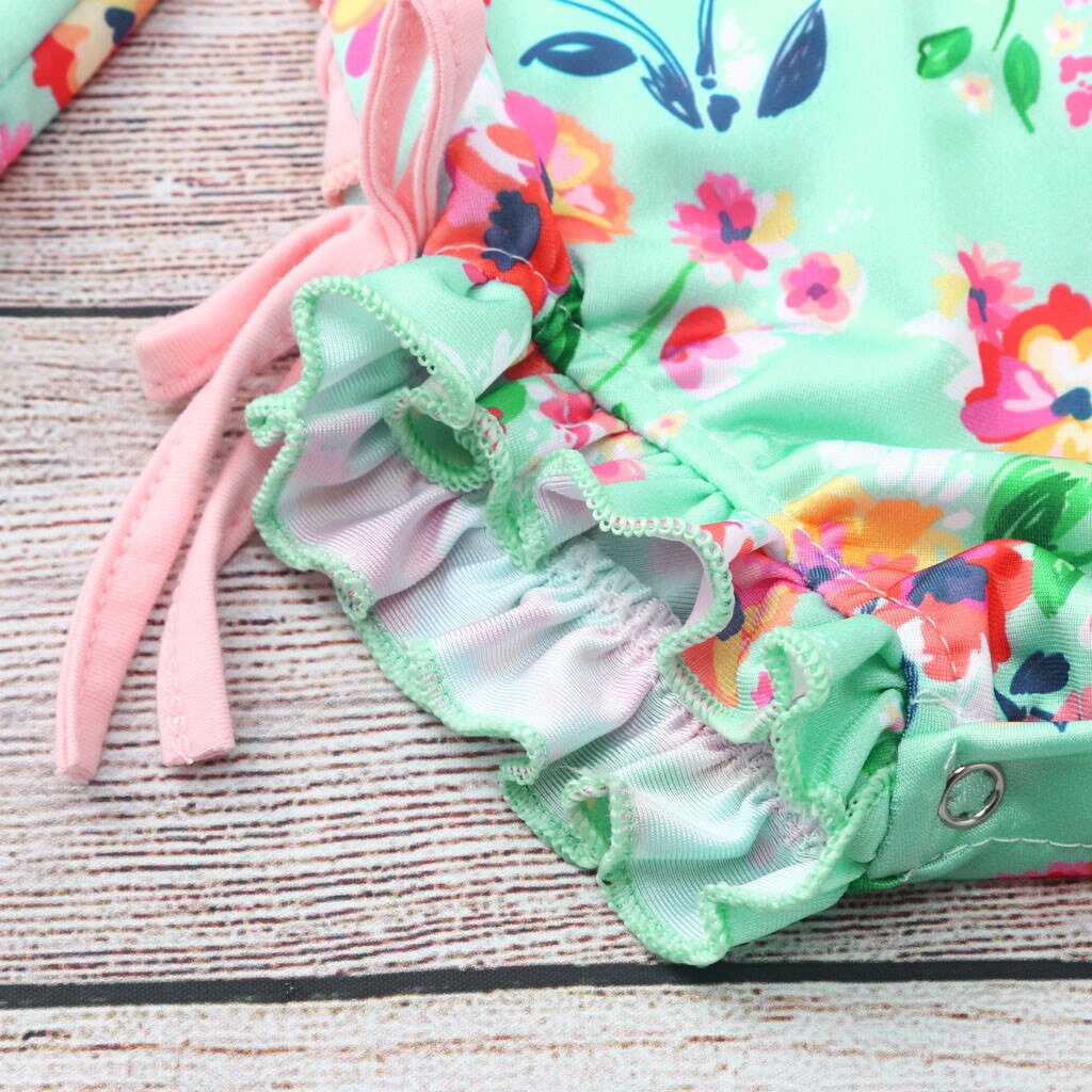 Infant Baby Girls Swimsuit Swimwear Floral Toddler Beach Wear Baby Girls Floral Printed Back Zipper Summer swimming Bathing Suit