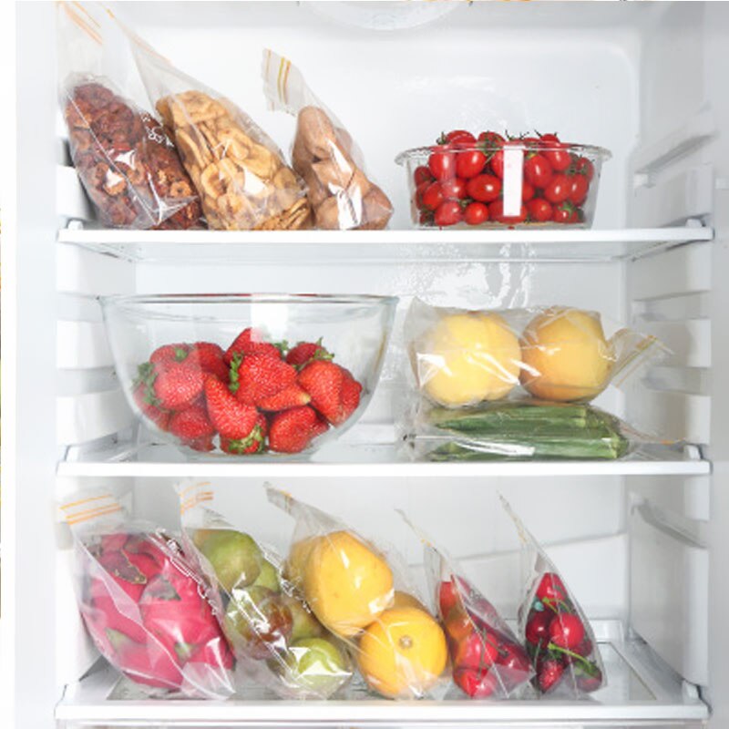 Reusable Fresh Zipper Bag Vegetable Food Fridge Preservation Self Seal Bag Freezing Storage Package Kitchen Reclosable Fresh Bag