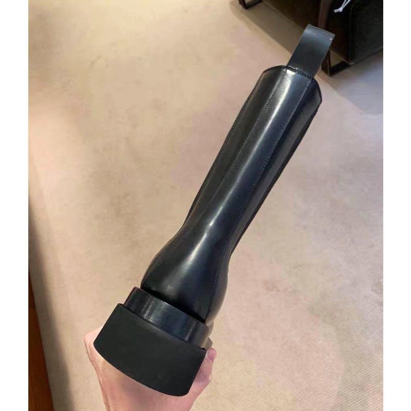 Lyxiga märkes vinterskor dam mid-calf boots pu läder motorcykel stövlar dam chelsea stövlar flaskor femme botas mujer