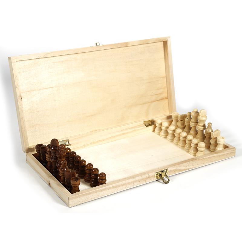34x34cm Wooden International Chess Set Funny Folding Folable Wooden International Chess Set Board Game Portable Trip Toy
