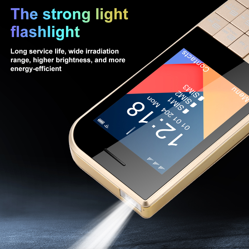 Ultraslanke mini-telefoon, schattig zakformaat, groot scherm, drie simkaarten, sos-oproepen, snelkiezen, grote knoppen, speciaal ontworpen voor ouderen.