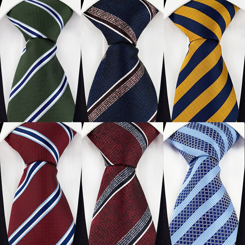 Cravate à carreaux rayée pour hommes, 8cm, décontractée, costume d'affaires de mariage, Jacquard, robe formelle, cravate Slim pour hommes