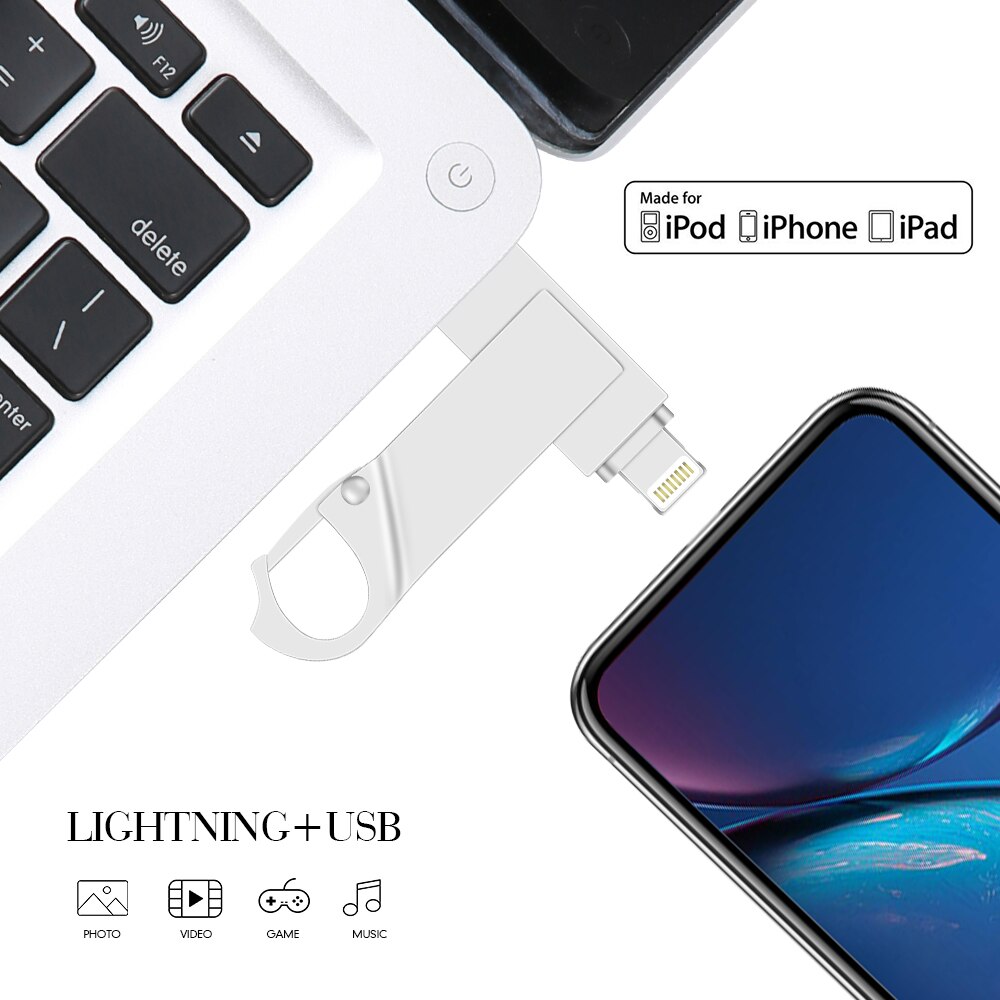 Detrazione cavallo iPhone 256GB USB 3.0 chiavetta Usb 2 in 1 Memory Stick archiviazione esterna dispositivi di memoria Pendrive per iPhone/Android