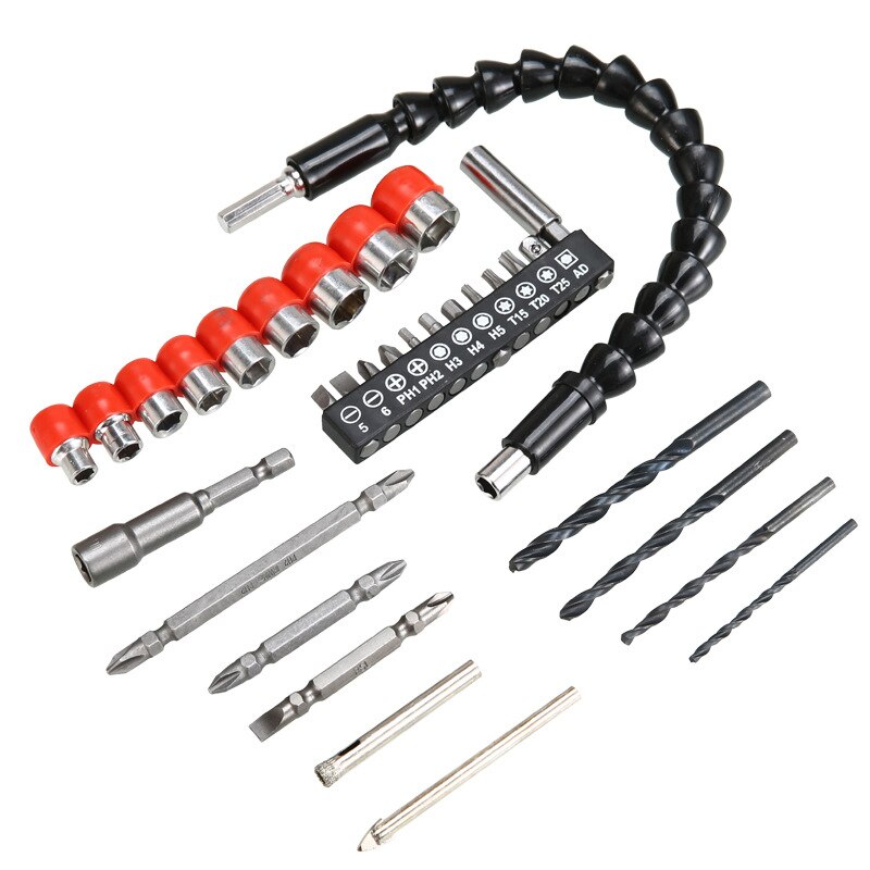 32 stücke Elektrische Schraubendreher Bit Set Mit Universal Flexible Welle Super Bohren Mit 10 stücke Hülse Für Bohrmaschine: Default Title