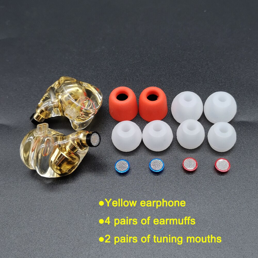 avec Tuning bouche HIFI écouteurs IEM 0.78 résine écouteurs dynamique casque DJ scène Sports monocristallin cuivre mise à niveau câble: Yellow earphone