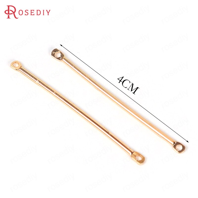 20PCS 2/2.5/3/3.2/3.5/4CM 24K Gold Color Plated Brass 2 Holes Round Connect Rod Charms Diy Jewelry Accessories