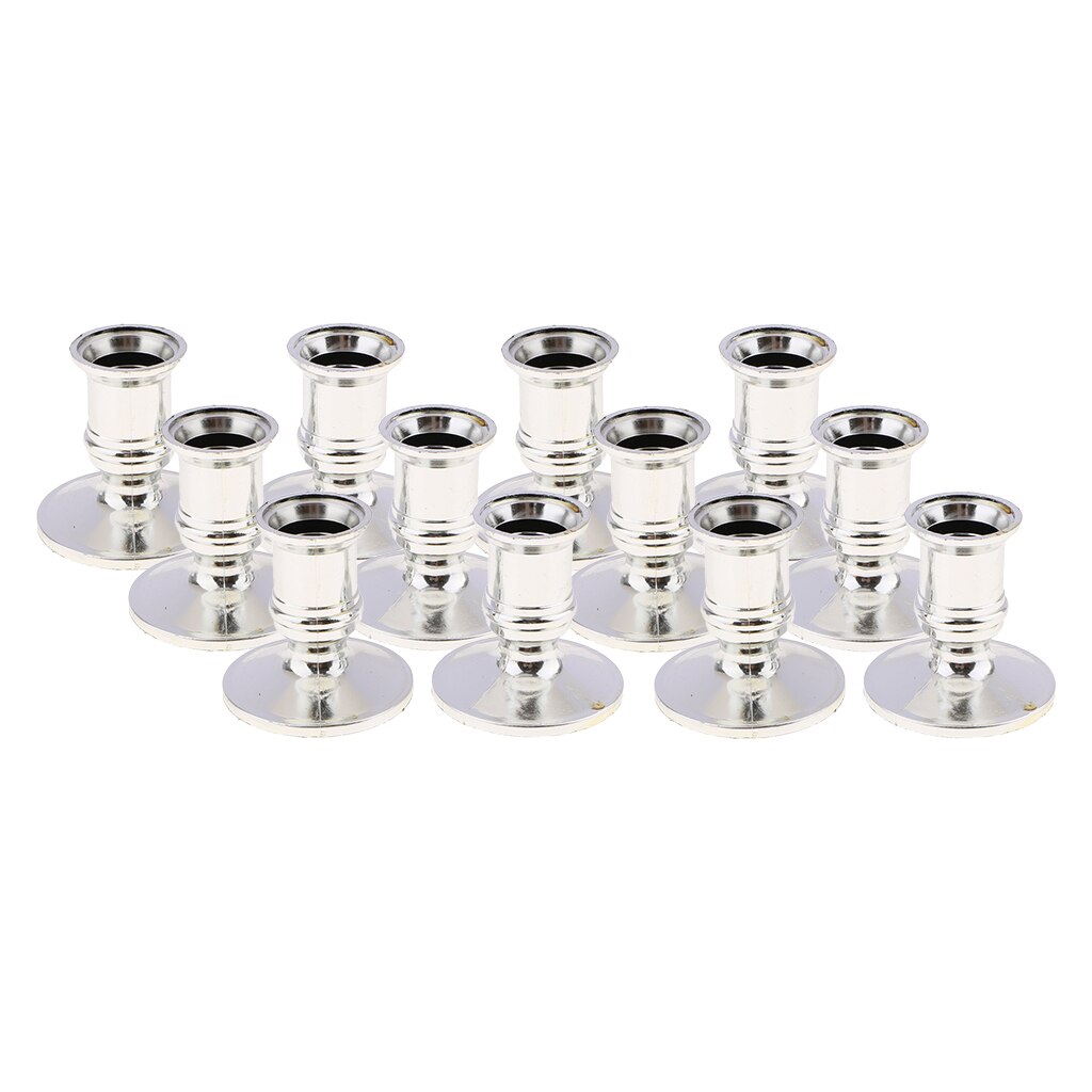 12pcs Plastic Candle Holder Pillar Candle Stick Wedding Event Candelabra Silver