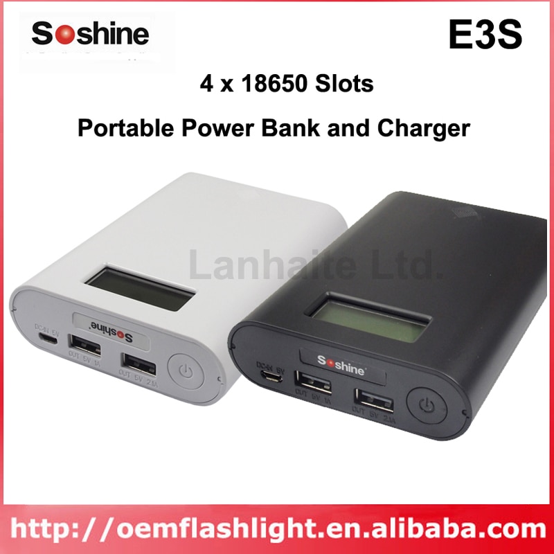 Soshine E3S Power Bank met 4x18650 Slot Draagbare Power Bank en Oplader