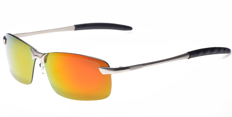 Oranje Heren UV400 Gepolariseerde Zonnebril Sport Rijden Mirrored Zonnebril Randloze Metalen Bril Eyewear 3043DM: Orange