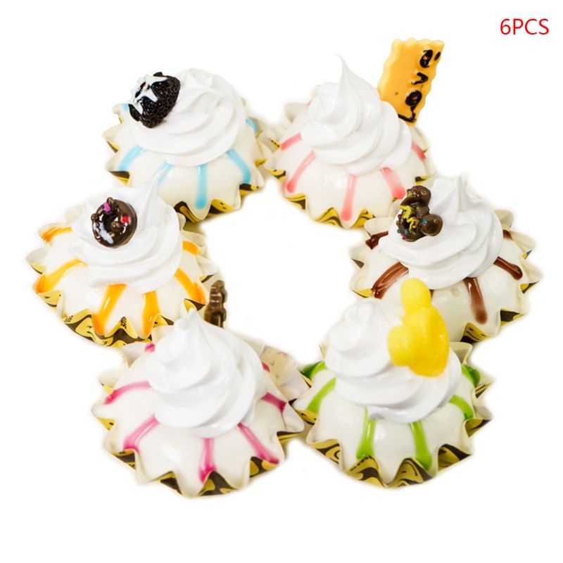6pcs Realistic Artificial Simulation Cake Ice Cream Dessert Bakery Food Display 67JB: 5AC304613-02