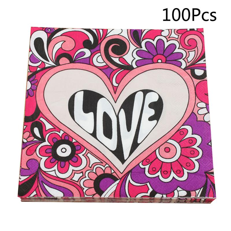 100 Vellen Liefde Hart Kleurrijke Absorberende Wegwerp Tissue Papier Voor Verjaardag Wedding Party