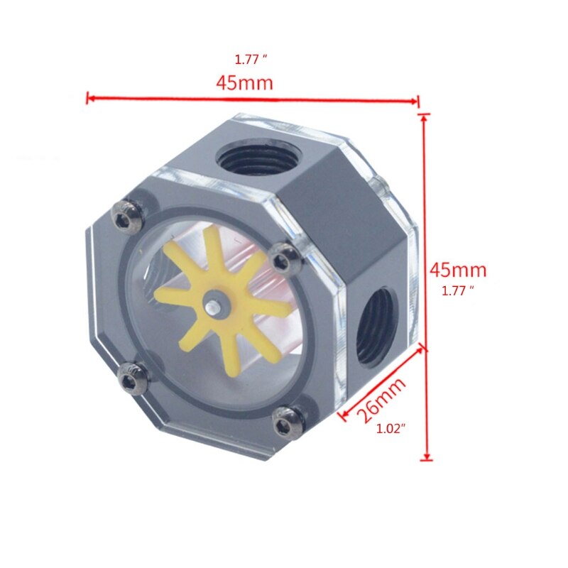PC Acrylic Aluminum Octagonal Flow Meter Water Tank Liquid Water Cooling Cooler