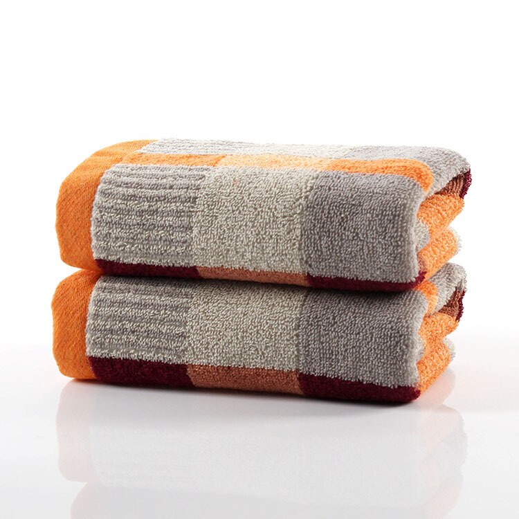 1pc katoenen blauwe gezichtshanddoeken, gekleurde geruite badhanddoeken, 34*73cm absorberende badhanddoeken: Oranje