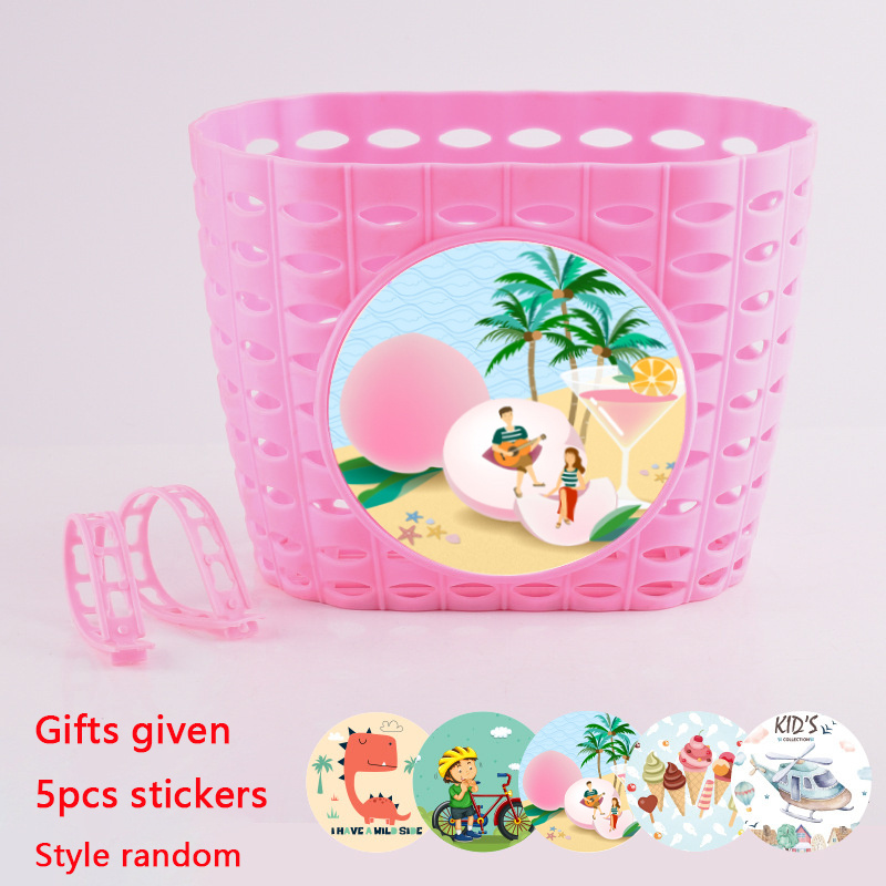 Sacs de guidon avant de vélo pour enfants, sacoches de vélo en plastique imperméables pour garçon et fille, ensemble de paniers de vélo génériques avec autocollants: YELLOW