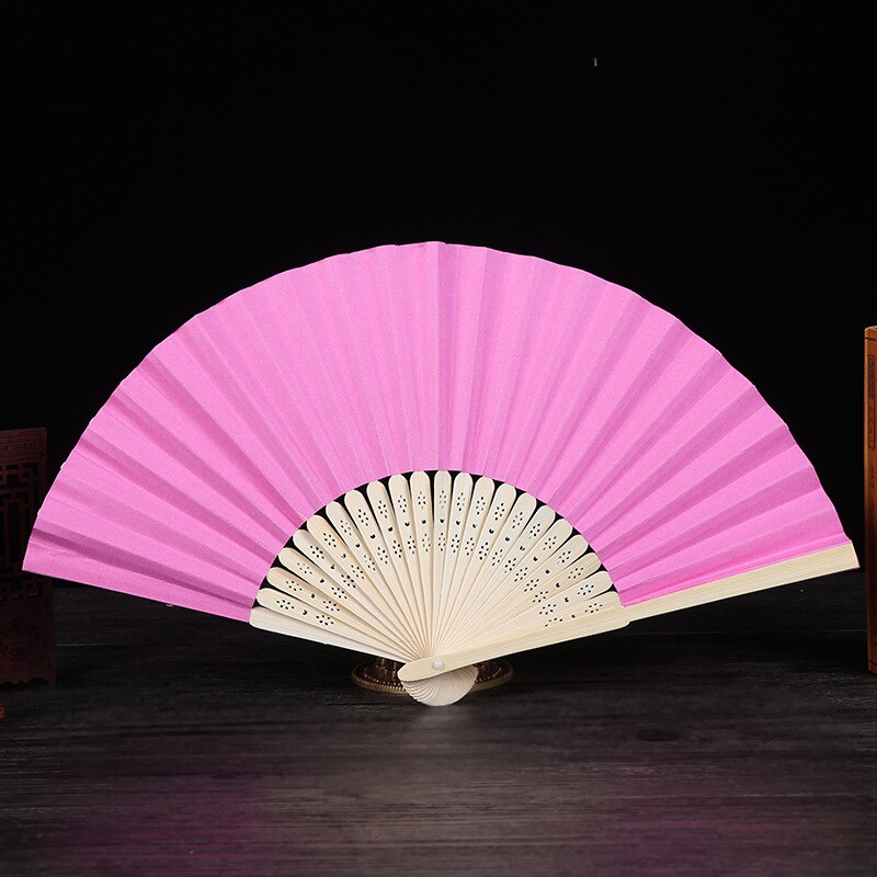 10 Pcs / Lot Pattern Folding Dance Paper Hand Fan Wedding Party DIY Favors: rose red