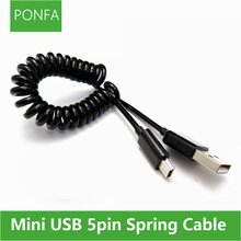USB 2.0 naar Mini USB Kabels Mini USB Coiled Spiraal Lente Gegevens Opladen Adapter Kabel