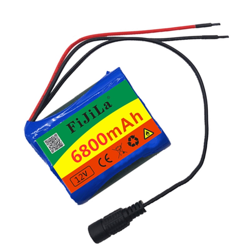 100% 12V 6800mAh 18650 Li-ion Battery for CCTV Cameras, 3A Batteries + 12.6V EU US Charger,