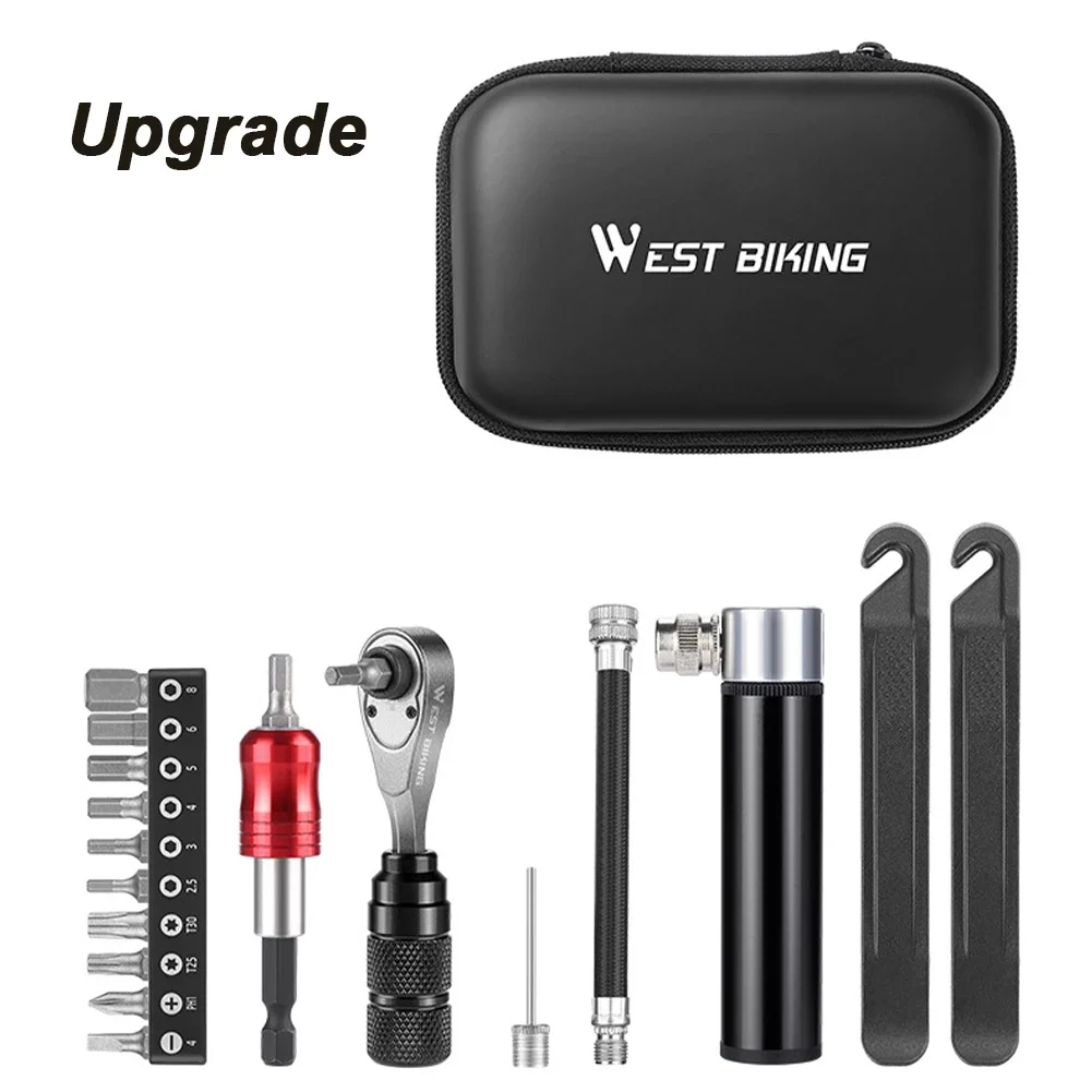 impostato di borse per riparazione per attrezzi portatili per biciclette kit di attrezzi multiuso per bici kit di capsula per deposito bici da strada MTB Accessorio per ciclismo: nero