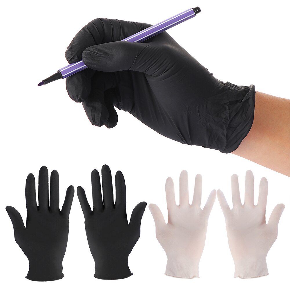 2pcs/pair Disposable Mechanic Soft Rubber Nitrile Gloves Black Latex Home Food Laboratory Cleaning Supplies