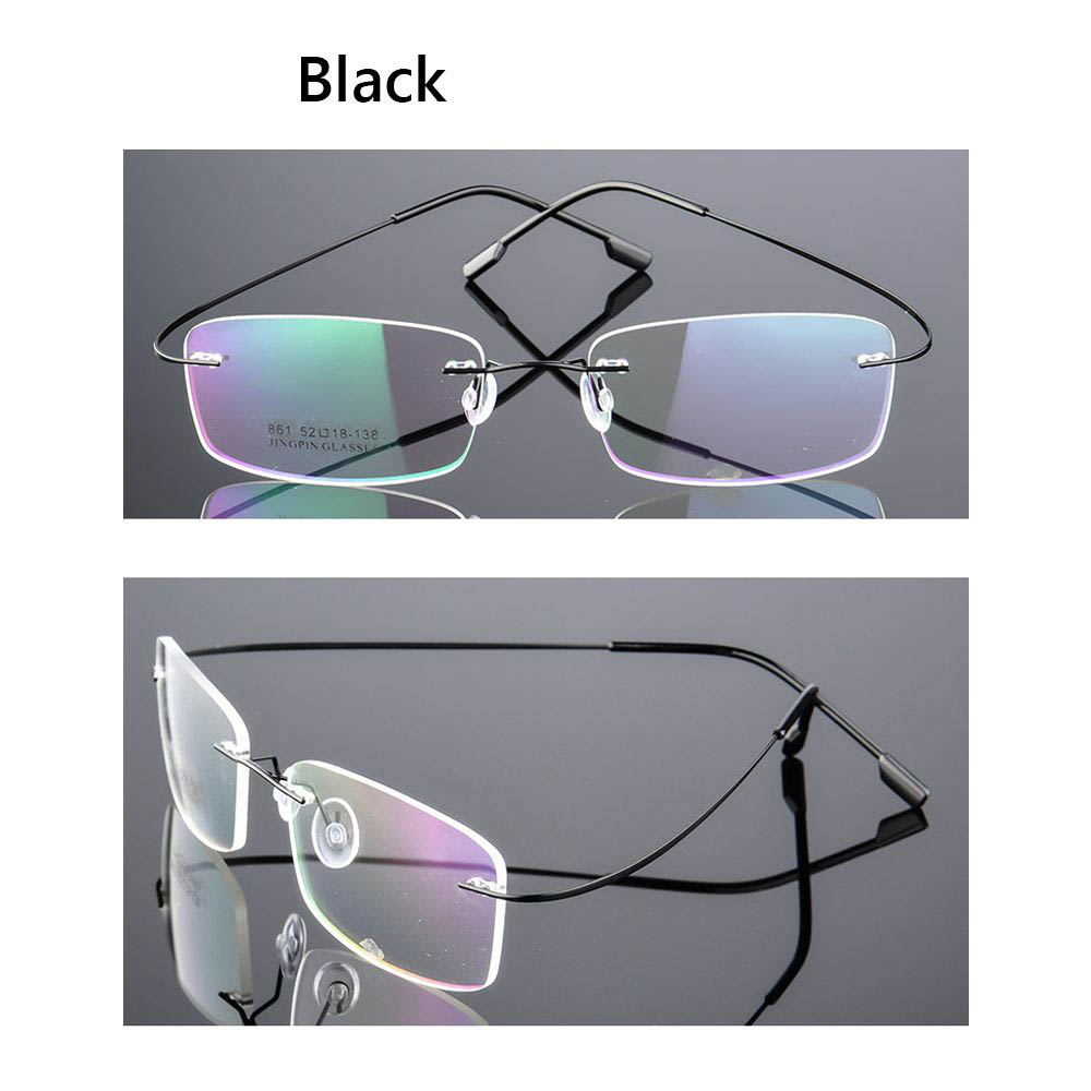 1PC Flexible Ultralight Reading Glasses Rimless Memory Titanium Eyeglasses Vision Care Presbyopic Eyewear Strength +1.0~+4.0: black / +300