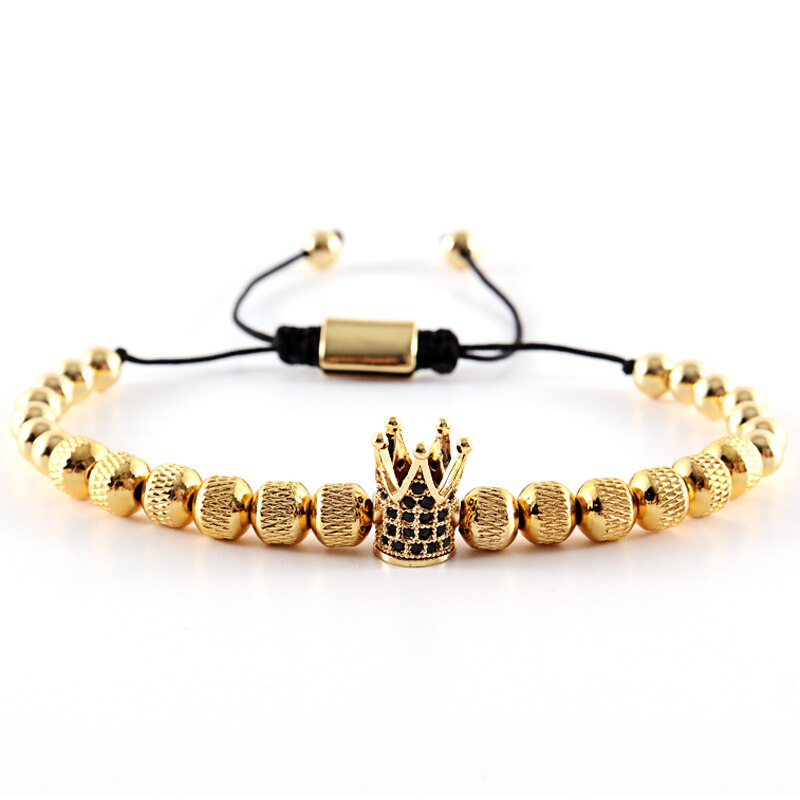 2022 Kroon Charme Armband Mannen Eenvoudige Klassieke Verstelbare Touw Handgemaakte Weave 6Mm Bead Armband Voor Mannen Sieraden: 8