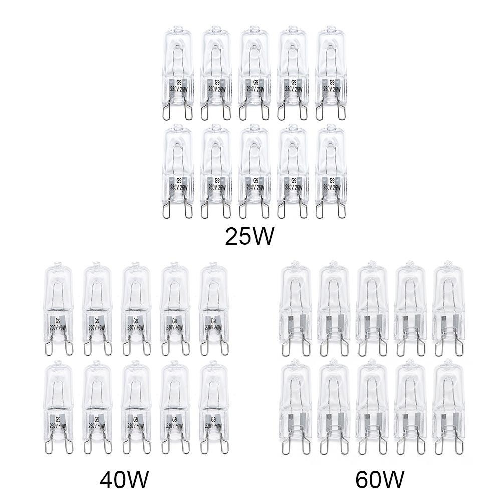 G9 Lâmpadas de Halogéneo, Substituir Lâmpada LED, Resistente a Alta Temperatura, Economizador de Energia Lâmpada Filamento, Novo, 220V, 25W, 40W, 60W, 10Pcs