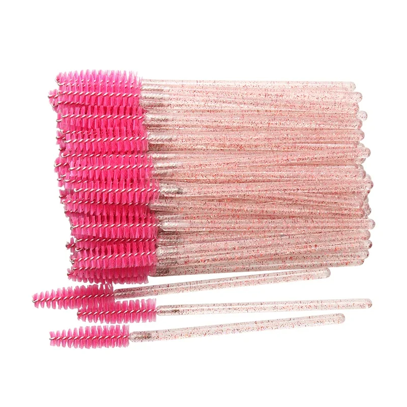 50 Stuks Wegwerp Wimperborstels Crystal Eye Lash Mascara Wands Glitter Lash Kam Spooies Micro Make-Up Applicators: green