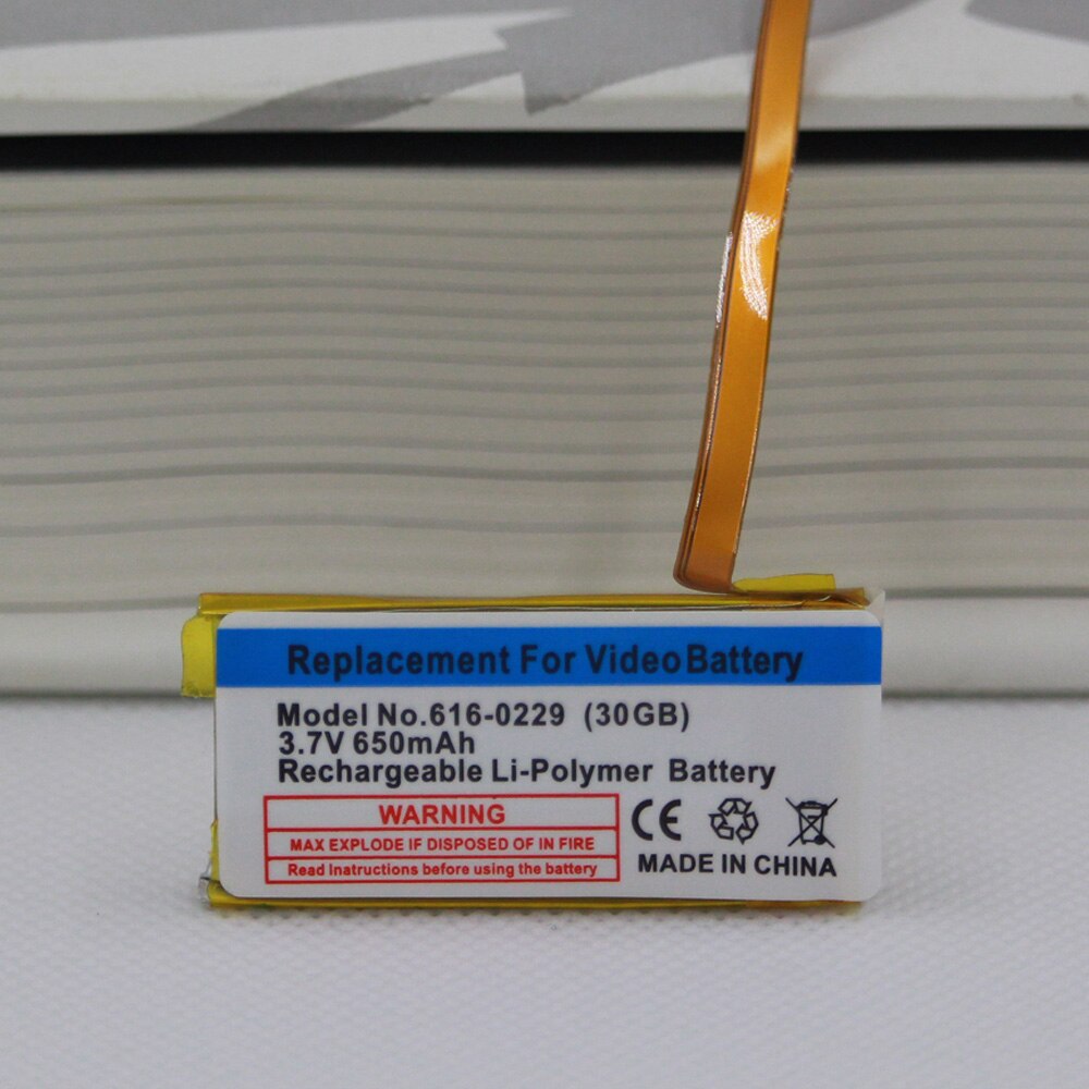 650mAh Zamienna bateria do ipoda classic gen 6th 7th 80GB 120GB Thin 160GB do ipoda 5/5.5 gen 30 gb 616-0229 bateria +narzędzia: SZARY
