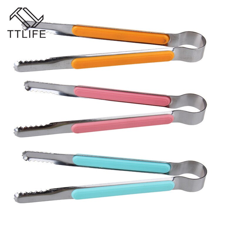 Ttlife rustfrit stål køkken tænger bbq tang mini grill grill mad klip is tang kød salat toast tang tang tilbehør