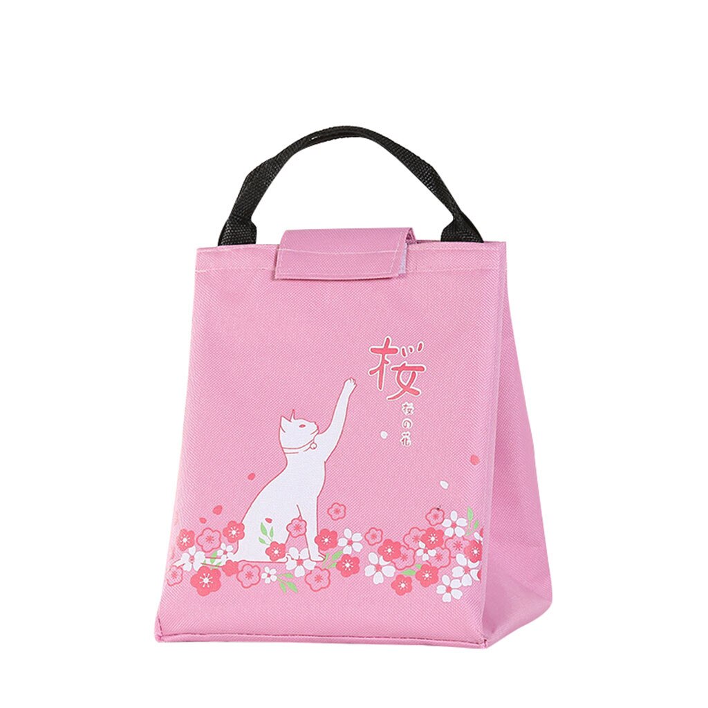 Cute Cartoon Cat Print Waterproof Lunch Bag Thermal Cooler Insulated Portable Tote Bag Accessories: A