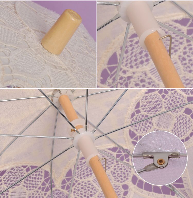 Sombrilla de encaje hecha a mano sombrillas para bodas sombrilla de encaje Retro Parasol para el sol para la fotografía de la boda decoración de la boda BU99036