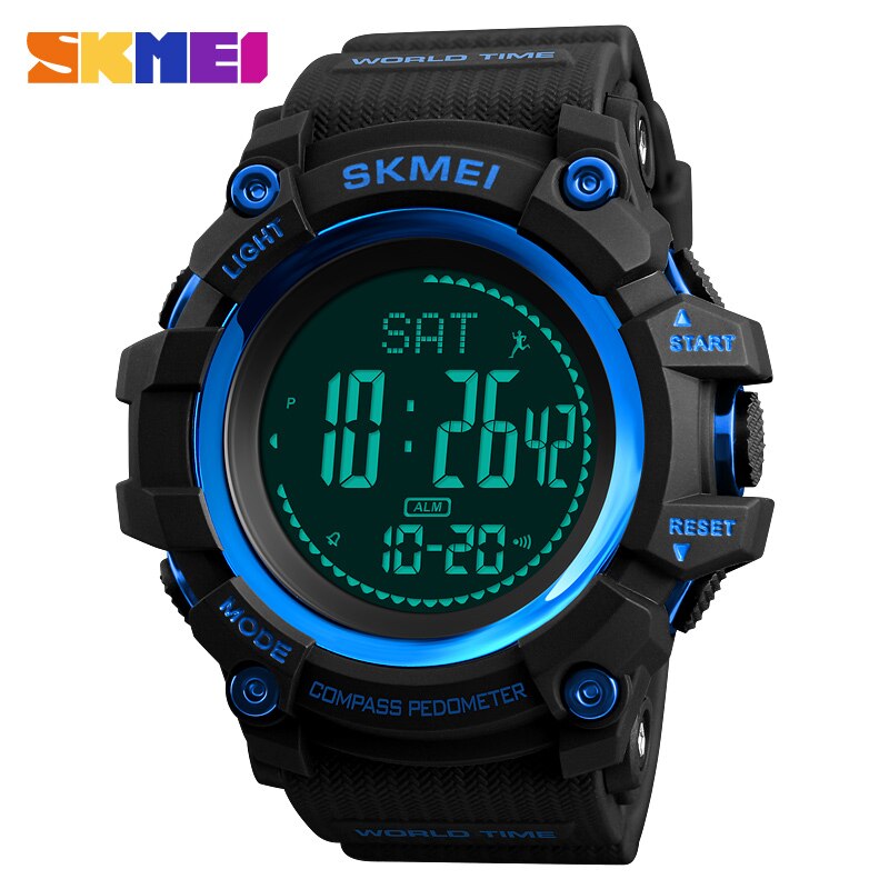 Hommes sport montres heures podomètre Calories montre numérique hommes altimètre baromètre boussole thermomètre météo Relojes SKMEI: Blue