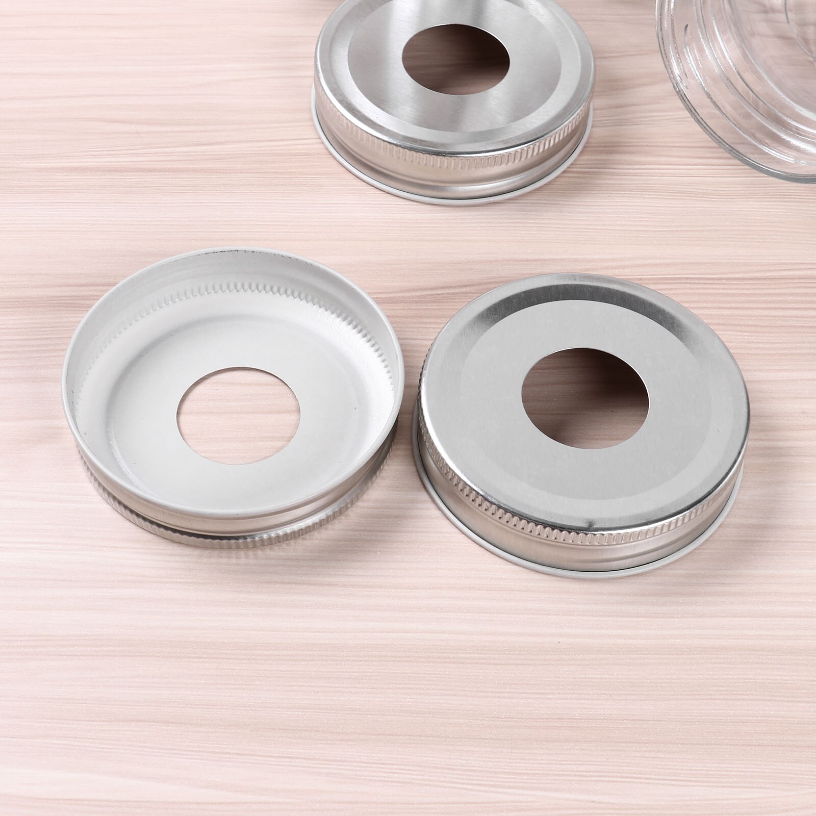 5 70mm Mason Canning Jars Pump Caps Wide Mouth Soap Lotion Bottles Threaded Dispenser Covers Reusable Metal Polished Cap Adapter