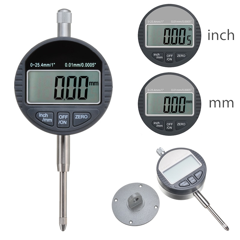 Digital mätklocka indikator 0.01mm/0.005 " display 1.5v elektroniskt mätverktyg 0-12.7mm/0.5 " 0-25.4mm/1 "