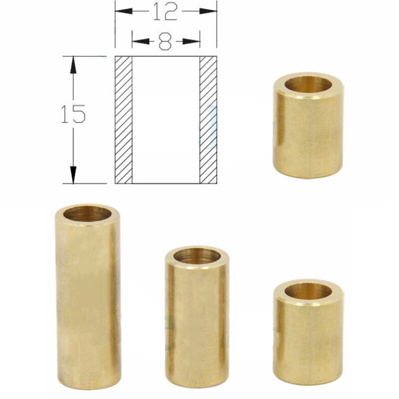 Självsmörjande kopparhylsa speciallager glid 3d skrivare delar metallurgi bussning mässing delar tillbehör 8*12*15mm