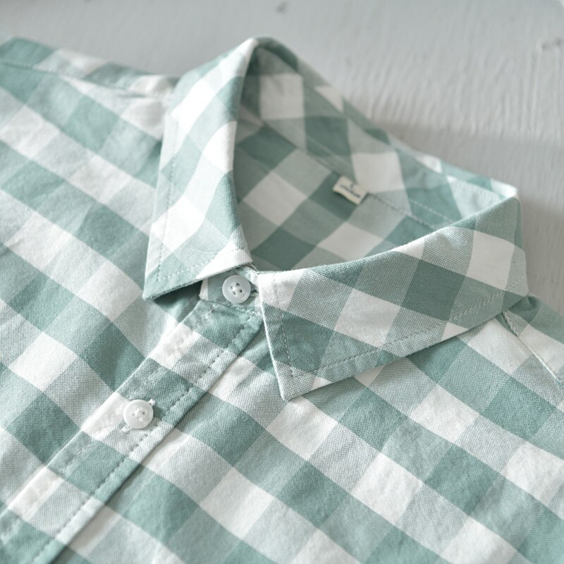 Rosa Kariertes Hemd Männer drehen-unten Kragen 100% Baumwolle Jahrgang Langarm lässig Hemden Herbst Neue Mann Kleidung Y3138