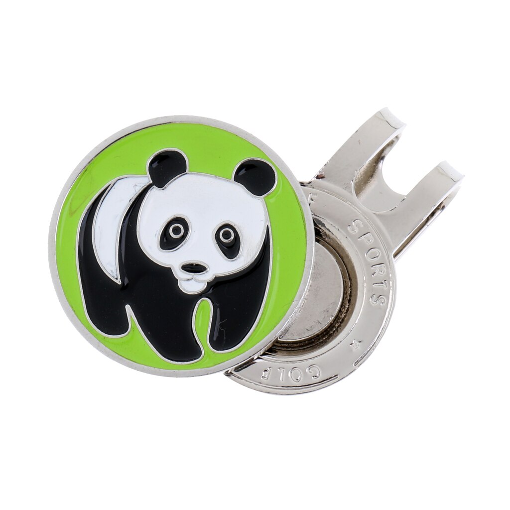 Metal Panda Magnetic Golf Ball Marker Accessory with Hat Clip Golfer