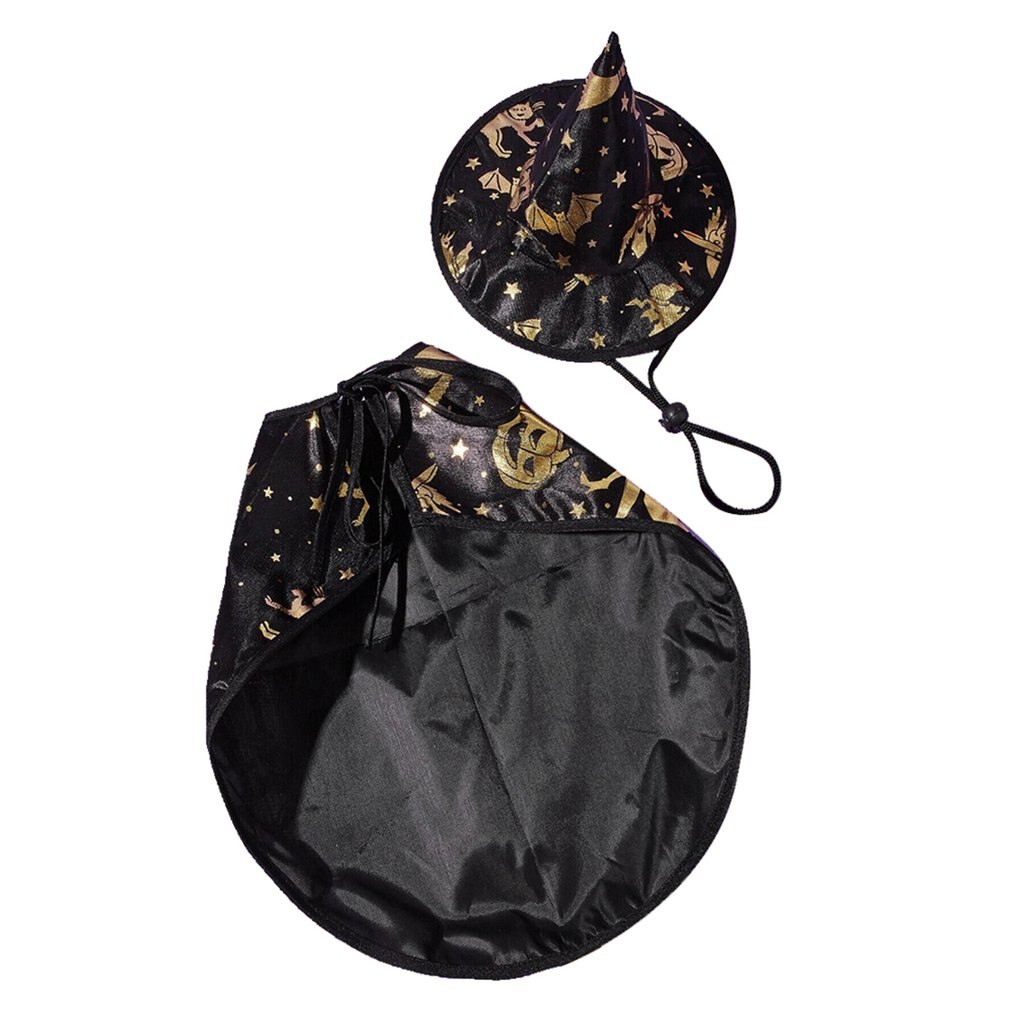 Capa de Halloween para perro y gato, sombrero de bruja, disfraz para gatos y perros pequeños, ropa de vestir para de Halloween
