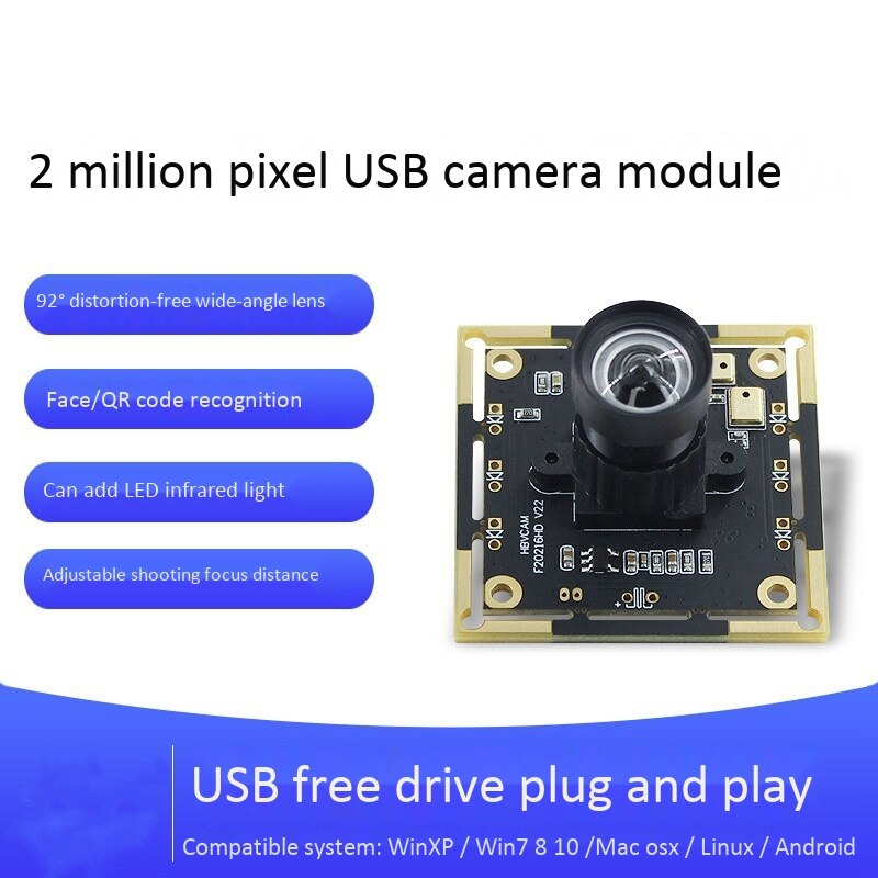 2MP Camera Module Gratis Driver USB2.0 1080P Groothoek 92 Graden Fov 1920X1080 Camera Met Usb-kabel