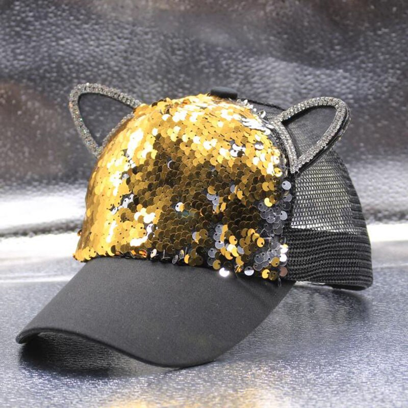 Casquette de Baseball à paillettes pour adultes et enfants, réglable H10,: Or / adult