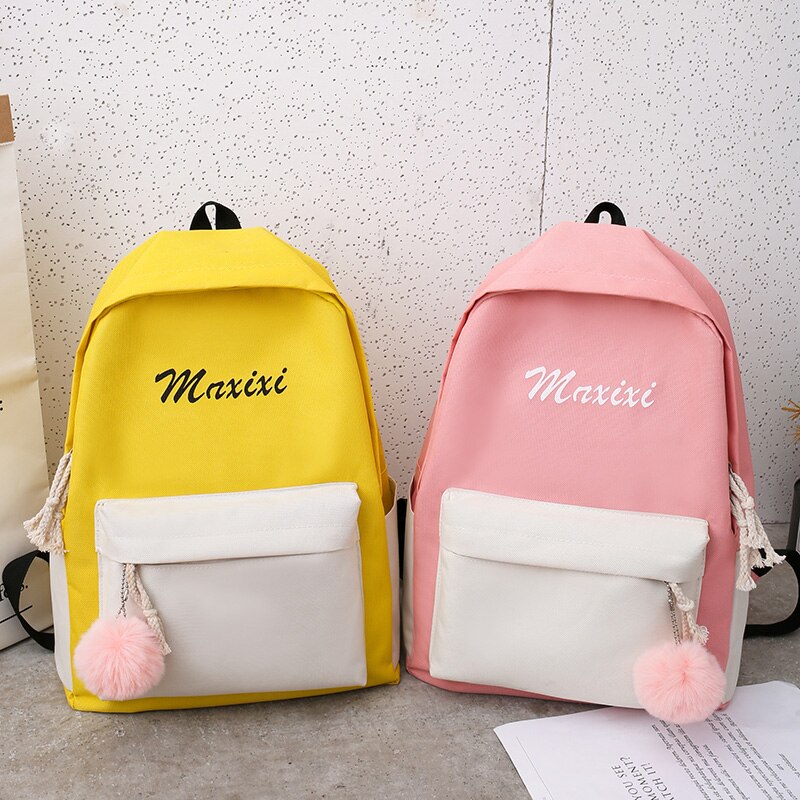 MoneRffi 4 teile/satz Frauen Casual Schule Rucksäcke Schul Jugendliche Mädchen Student Buch Tasche mit Schulter Tasche Fall für Kinder