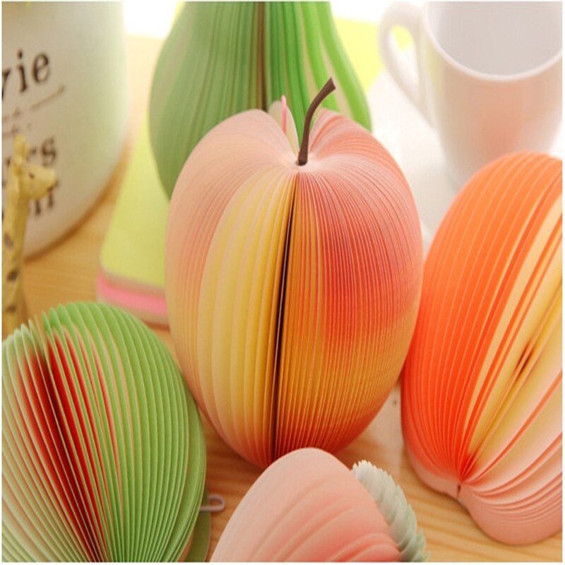 Notas de frutas coloridas, Bloc de notas de dibujos animados bonitos, Bloc de notas de Apple, oficina, escuela, hogar, Mensaje de papelería, escritura DIY, papel adhesivo MSG