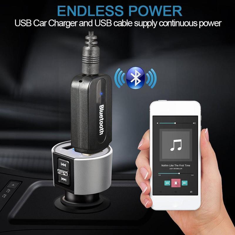 Adaptador de receptor de música para coche, transmisor inalámbrico con Bluetooth, AUX, USB, estéreo, para PC, ordenador, Spe B9A2
