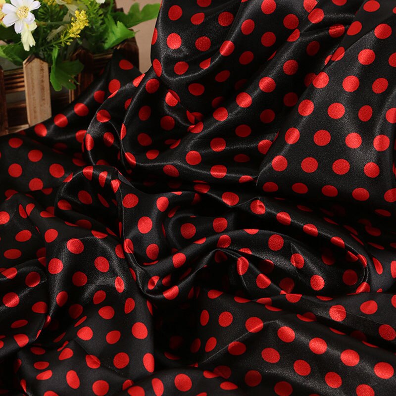 Prik skygge print punkt cap tørklæde satin tørklæde bånd kjole pyjamas stof: 3
