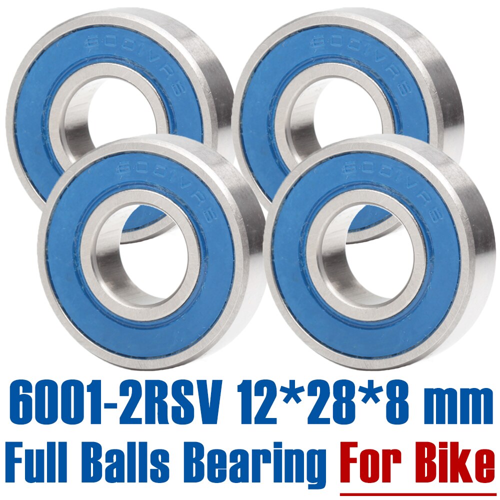 6001 VRS – roulements MAX 12x28x8mm (4 pièces), Pivot de vélo en acier chromé bleu scellé avec graisse, roulement à billes complet pour chariot 6001LLU